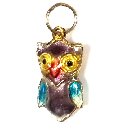 ENAMEL OWL 13X24MM PURPLE